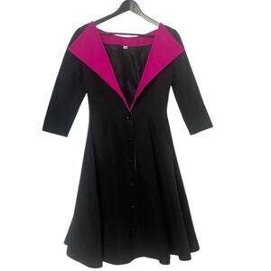Oscar de la Renta vintage Black and Pink Fit and Flare Cocktail Dress